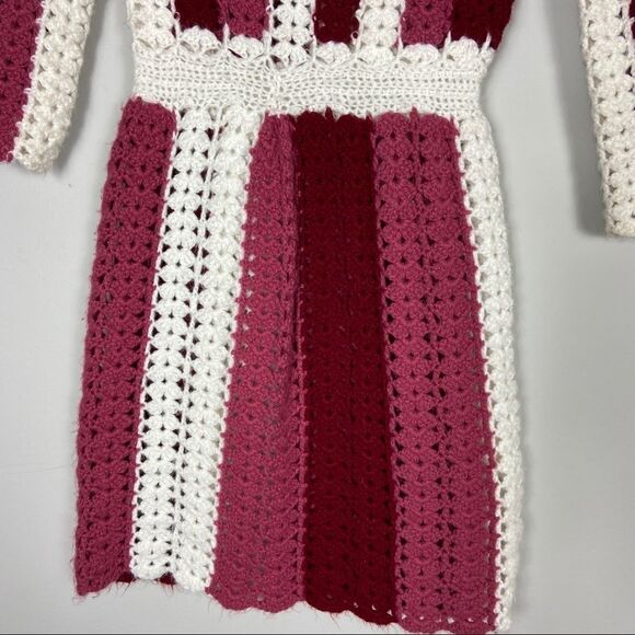 VINTAGE striped crochet mini sweater dress long sleeve - Picture 7 of 7